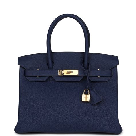 Hermès Birkin 30 Bleu (Blue) Nuit Togo with Gold Hardware